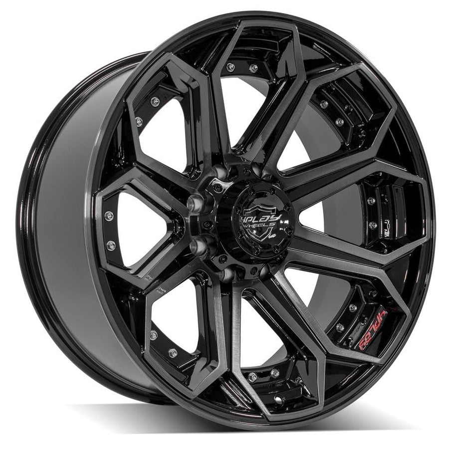 22 Inch 4PLAY Wheels Rim 4P80R Fits 8x165.1 22x10 Gloss Black Brushed with Tinted Clear (1)