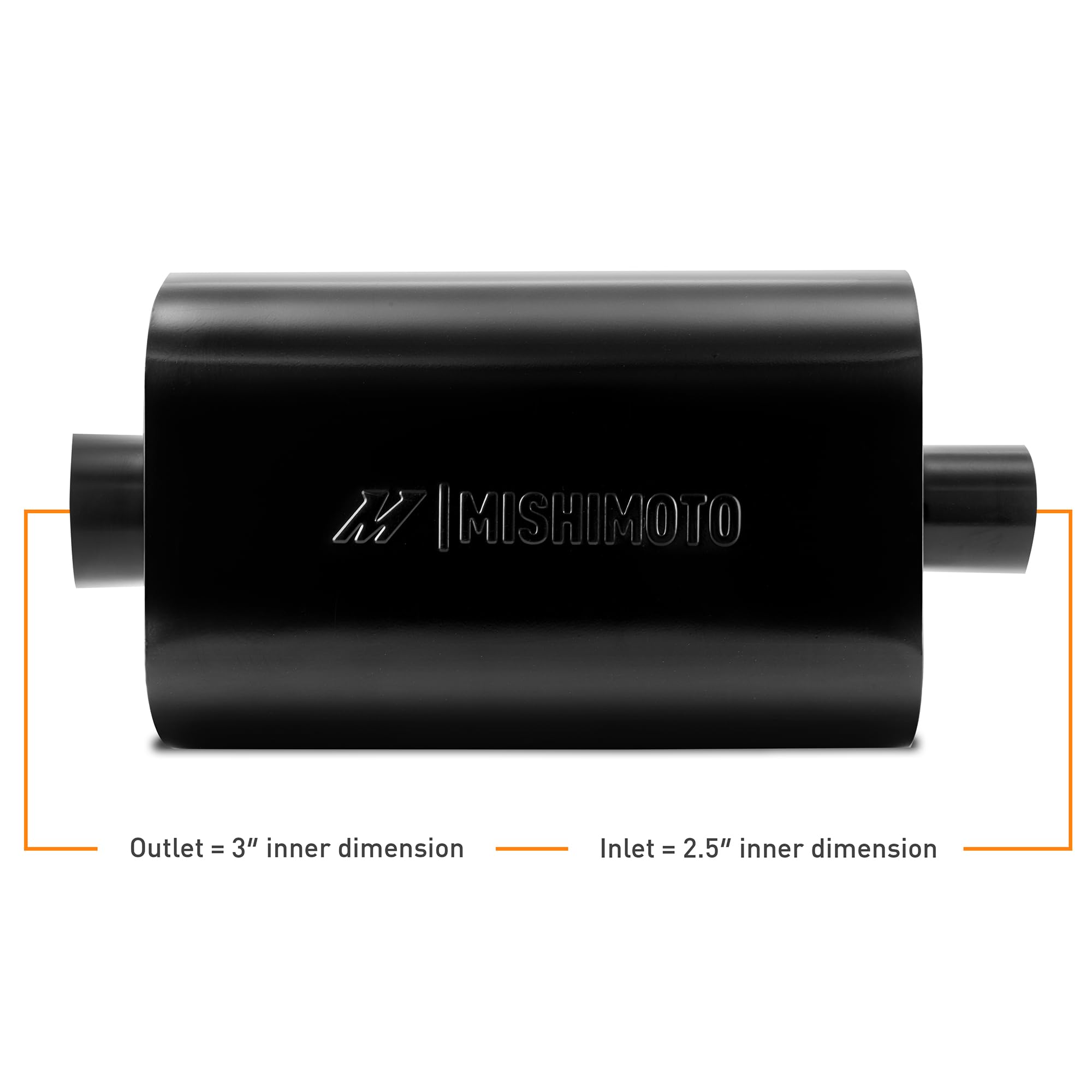 Mishimoto Stainless-Steel Universal Exhaust Muffler, 2.5-Inch, Angle Tip, Black