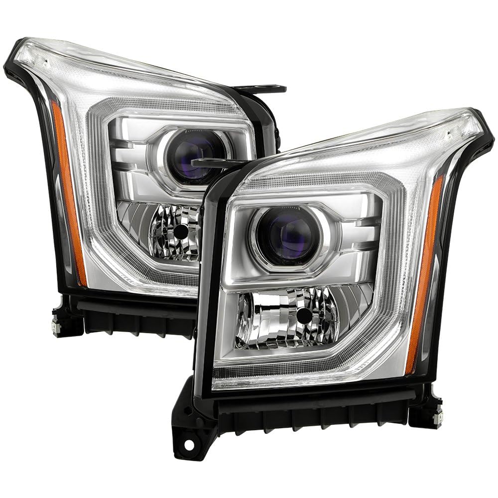 GMC Yukon & Yukon XL 2015-2020 Spyder (POE) Halogen Only OEM Style Headlights - Low Beam-H11(Included) ; High Beam-HB3(Included) ; Signal-LED - Chrome