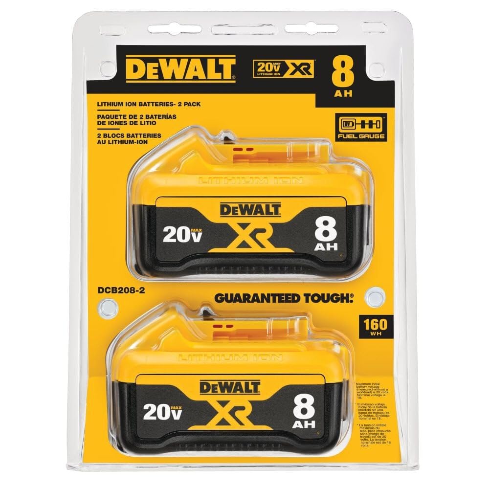 20V MAX* DEWALT XR Batteries, 8.0-Ah, 2-Pack (DCB208-2)