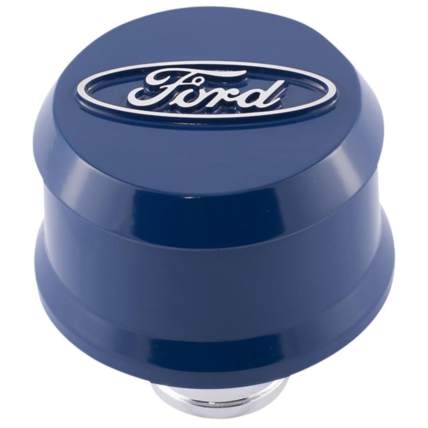 302-436 Ford Breather - Slant-Edge - Push-in - Round - 1-1/4 in Hole - Raised Oval Logo - Aluminum - Blue Paint - Each