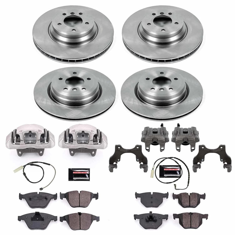 Power Stop KCOE6056 Autospeciality Brake Caliper Kit- Front & Rear Brake Rotors, Ceramic Brake Pads, Brake Calipers
