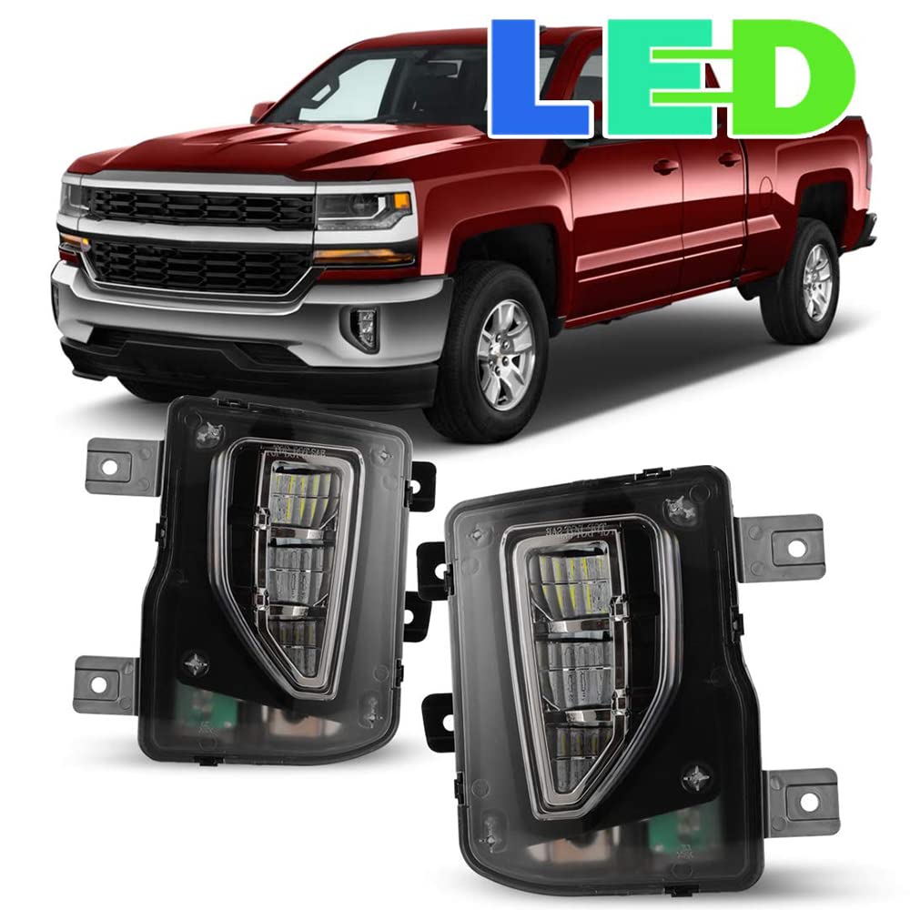 Fog Lights Winjet Compatible with [2016 2017 2018 Silverado 1500] Driving LED Fog Lights
