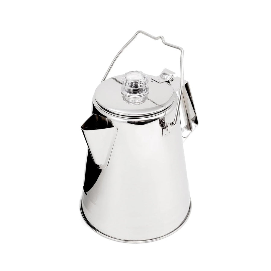 GSI Outdoors Coffee Pot Percolator I Glacier Stainless Steel Ultra-Rugged for Brewing Coffee Over Stove and Fire | Ideal for Group Camping, 8 Cup