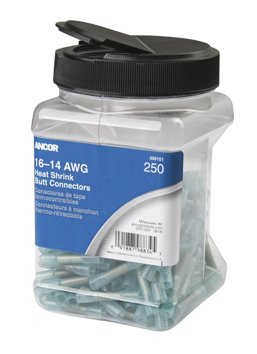 Ancor Heat Shrink Butt Connector 16-14 AWG - 250-Pieces - Jar