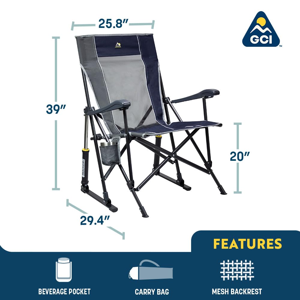 GCI Outdoor Collapsible Rocking Chair & Roadtrip Rocker - Indigo