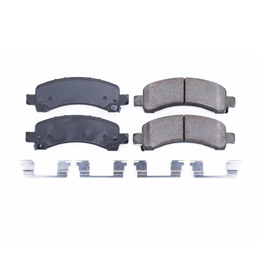 Power Stop Front Brake Kit For Chevrolet Avalanche 1500 2003-06 |Cadillac Escalade 2002-06 |Escalade EXT 2002 |Express 1500 2003-14 - Ceramic Brake Pads With Installation Hardware, 17-974A