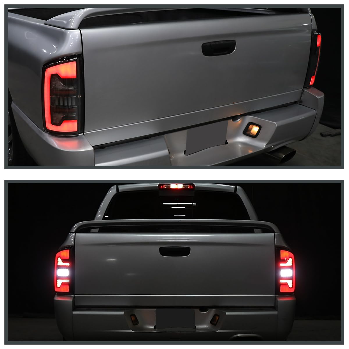 Black Tail Lights w/Red LED SPEC-D TUNING Compatible with 2002-2006 Dodge Ram 1500/2500 / 3500, Left + Right Pair Assembly