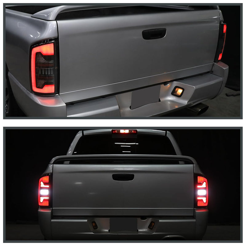 Black Tail Lights w/Red LED SPEC-D TUNING Compatible with 2002-2006 Dodge Ram 1500/2500 / 3500, Left + Right Pair Assembly