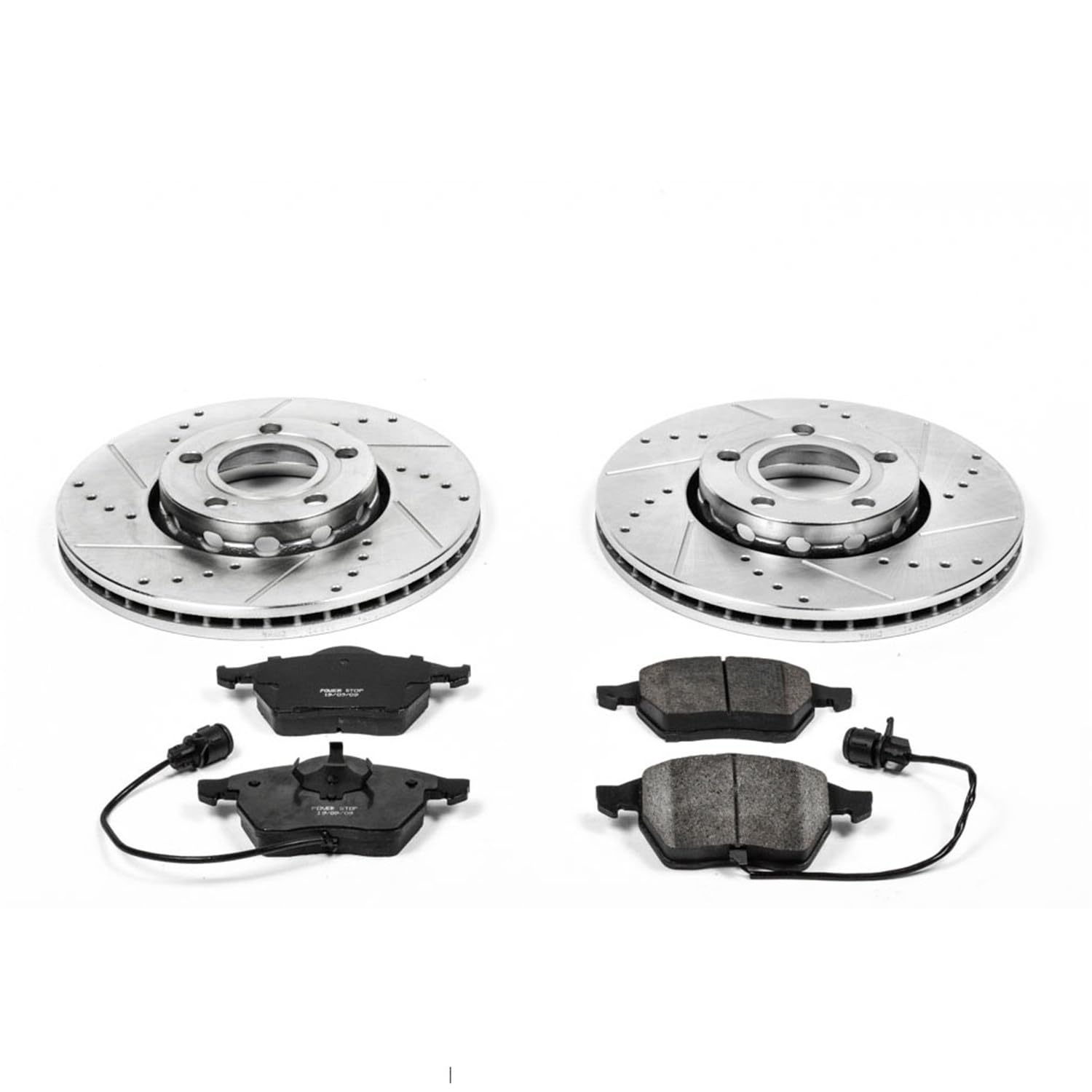 Power Stop K3104 Z23 Carbon Fiber Brake Pads with Drilled & Slotted Brake Rotors Kit Front