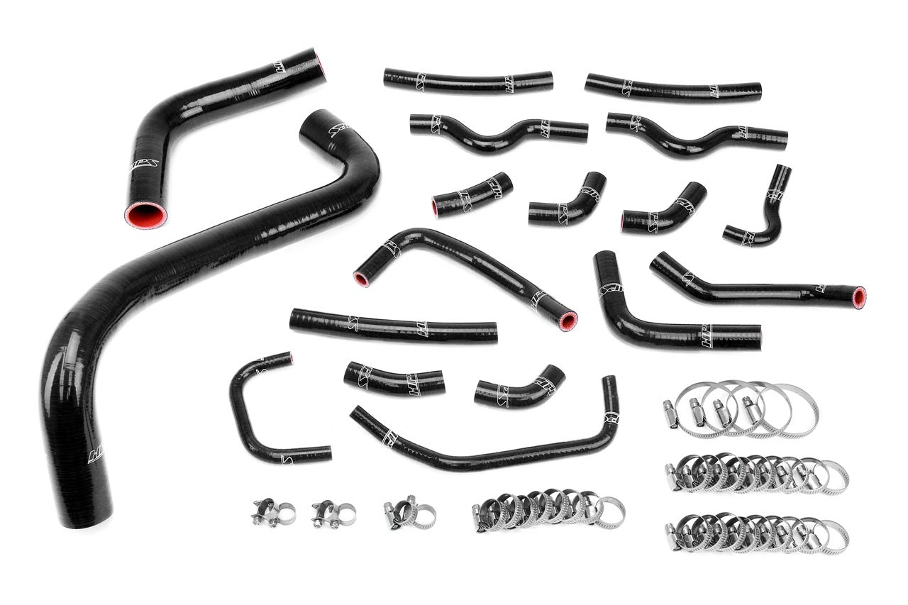 HPS Black Silicone Radiator + Heater Hose Kit Compatible OEM Replacement Coolant for 2003-2007 Lexus LX470 Toyota Land Cruiser 4.7L V8 J100, 57-1912-BLK