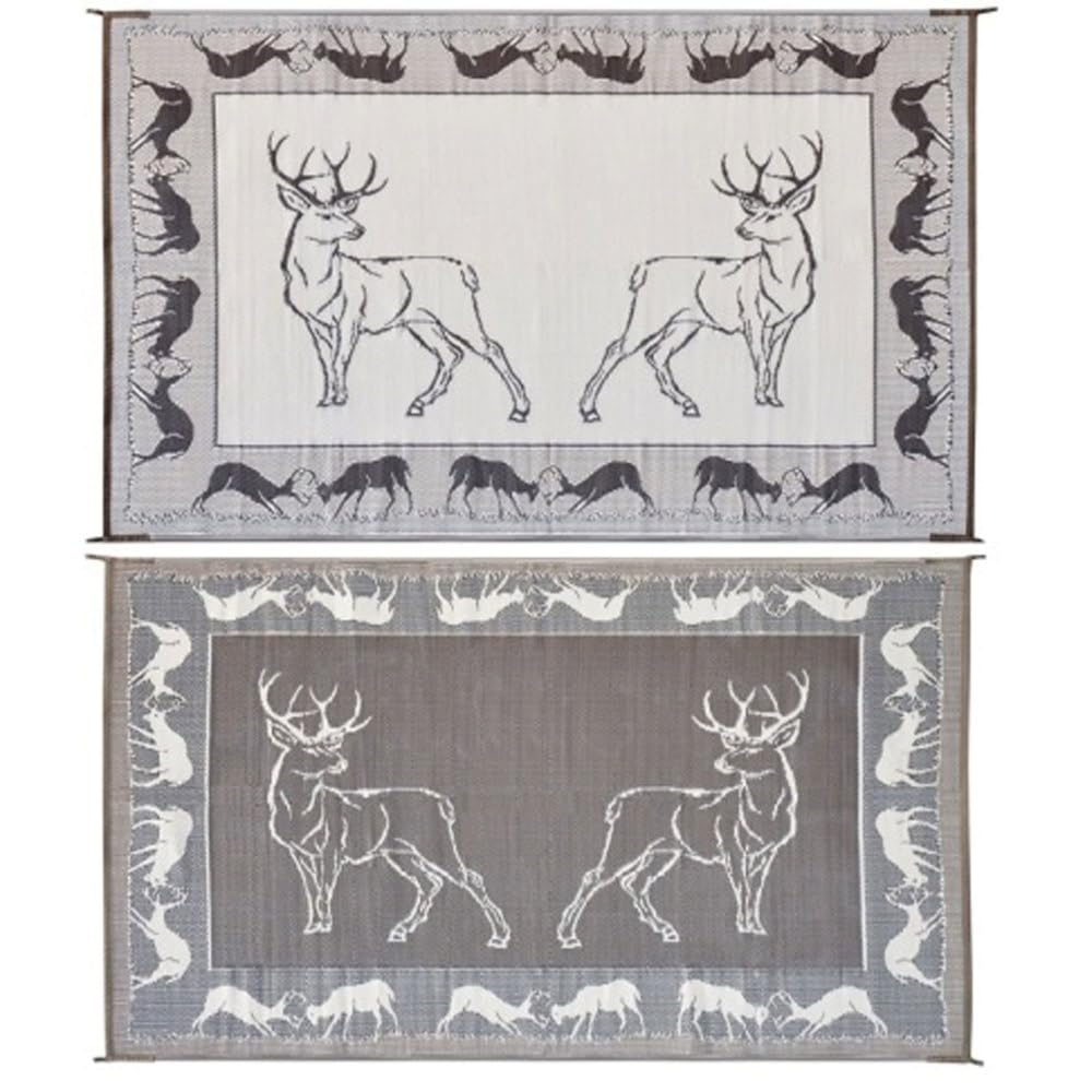Ming's Mark Stylish PA1 Camping Deer Mat - 9' x 12', Black/Beige