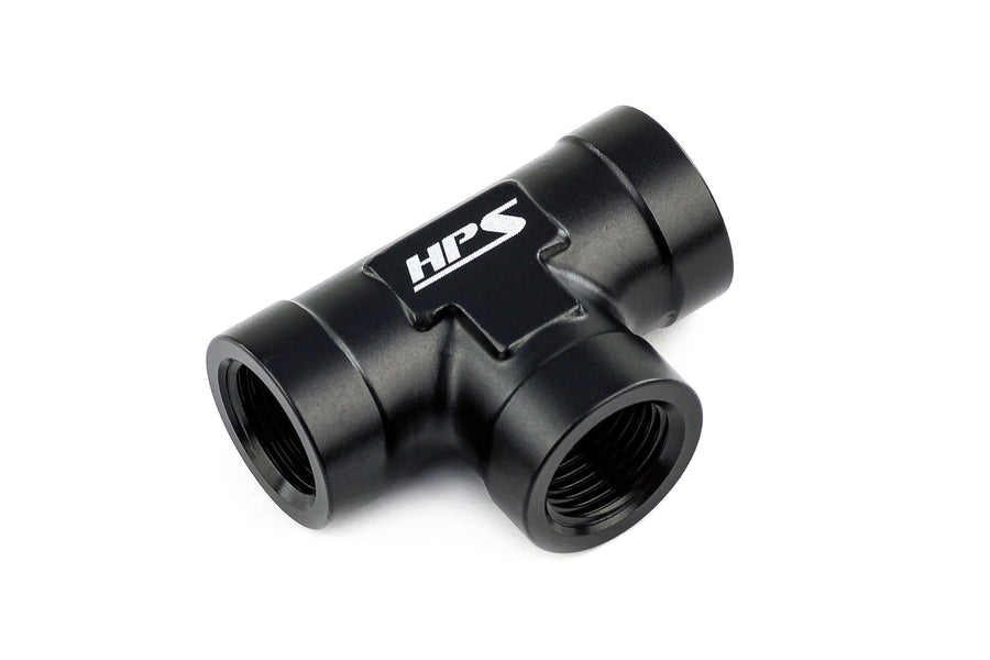 AN917-01 HPS NPT Female Tee Coupler Adapter Fitting, Aluminum, Size: 1/8 NPT Female, Angle: Tee, Black