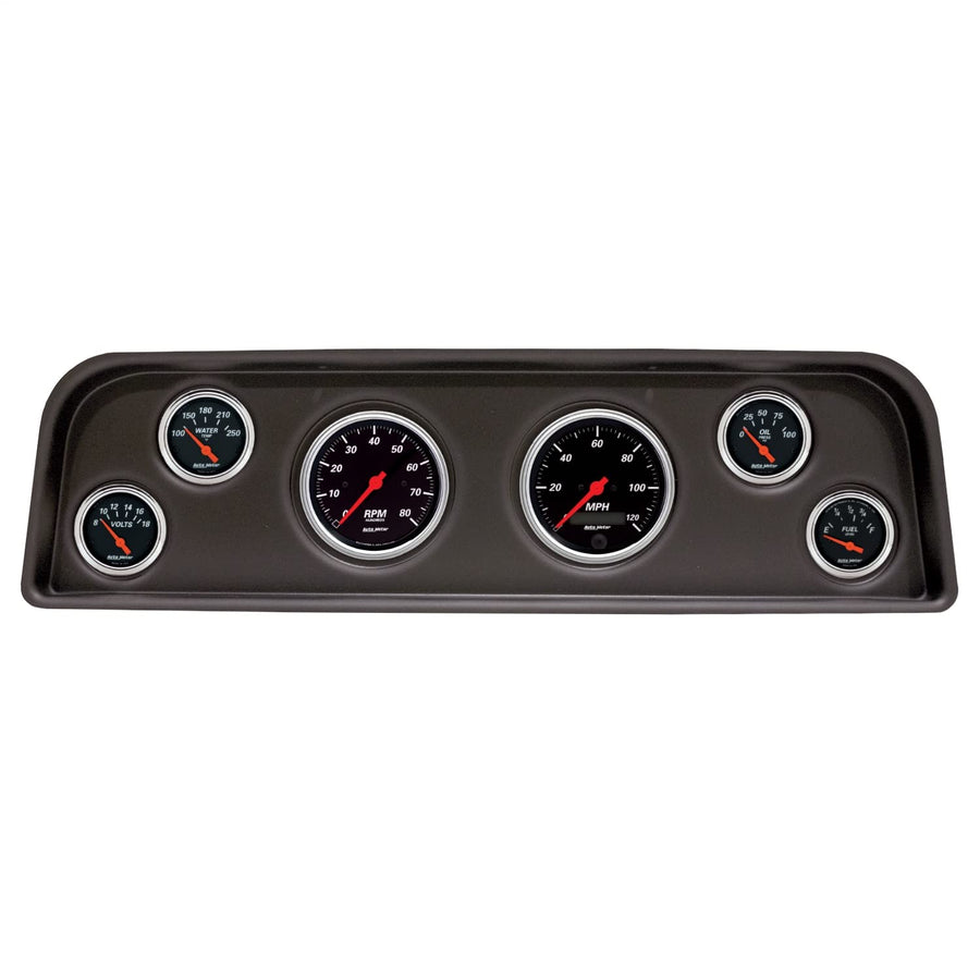 AUTO METER Direct Fit Dash Kit 2104-06, (3 3/8" X2, 2 1/16" X4), Gmc Truck C/K/Suburban 60-66, Designer Black