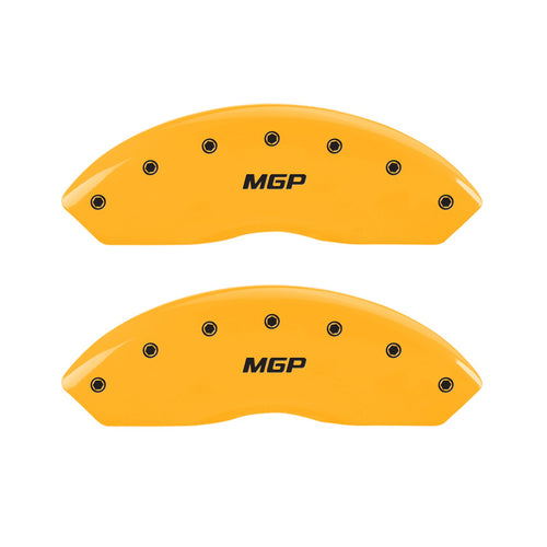 Caliper Covers MGP 47005SMGPYL Cover, Set of 4 (Yellow Engraved Front and Rear: MGP Powder Coat Finish Black Characters)