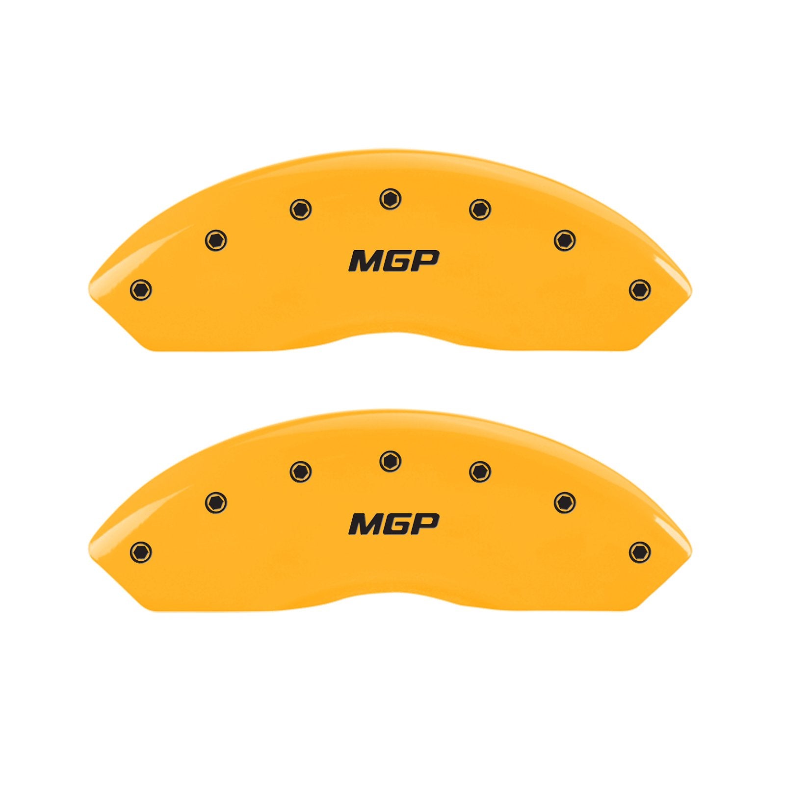 Caliper Covers MGP 25001SMGPYL Cover, Set of 4 (Yellow Engraved Front and Rear: MGP Powder Coat Finish Black Characters)