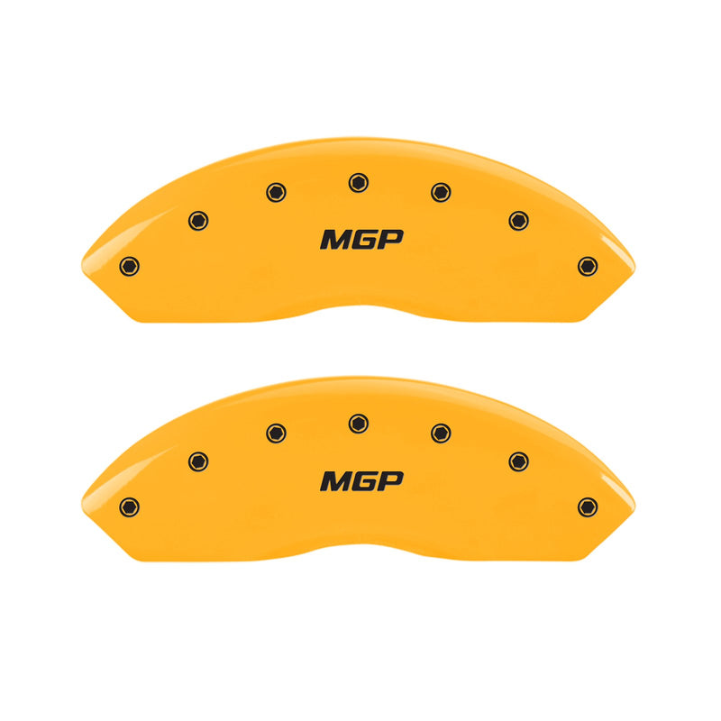 Caliper Covers MGP 25001SMGPYL Cover, Set of 4 (Yellow Engraved Front and Rear: MGP Powder Coat Finish Black Characters)