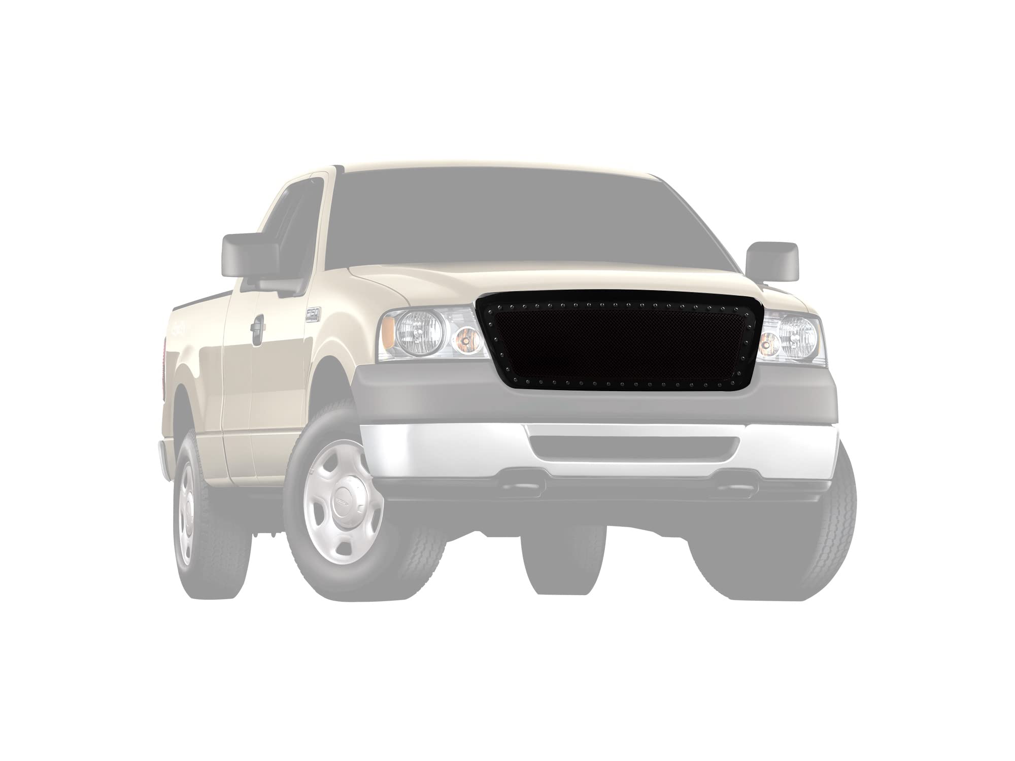Studded Mesh Grille Armordillo USA Fits 2004-2008 Ford F-150-Gloss Black