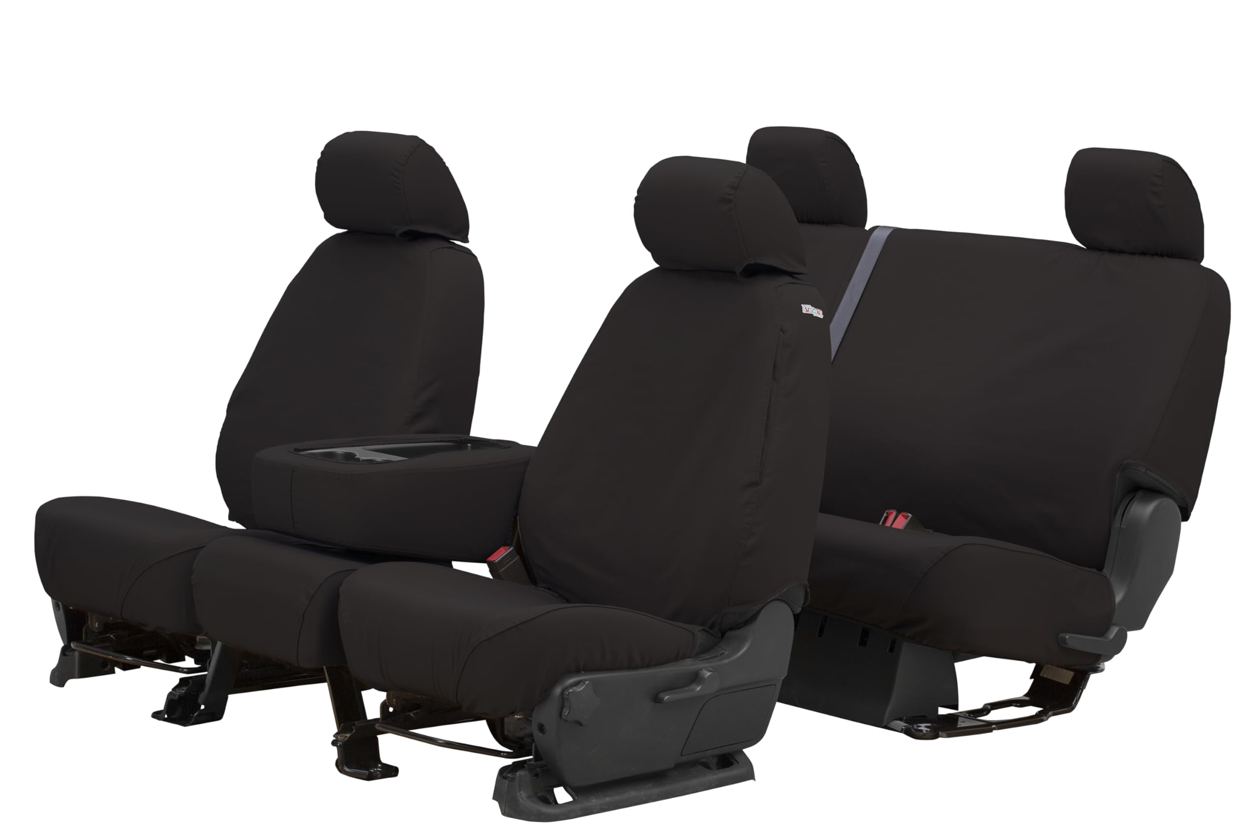 Covercraft - Custom-Fit SS3351PCCH Front Bench SeatSaver Seat Covers - Polycotton Fabric, Charcoal Black