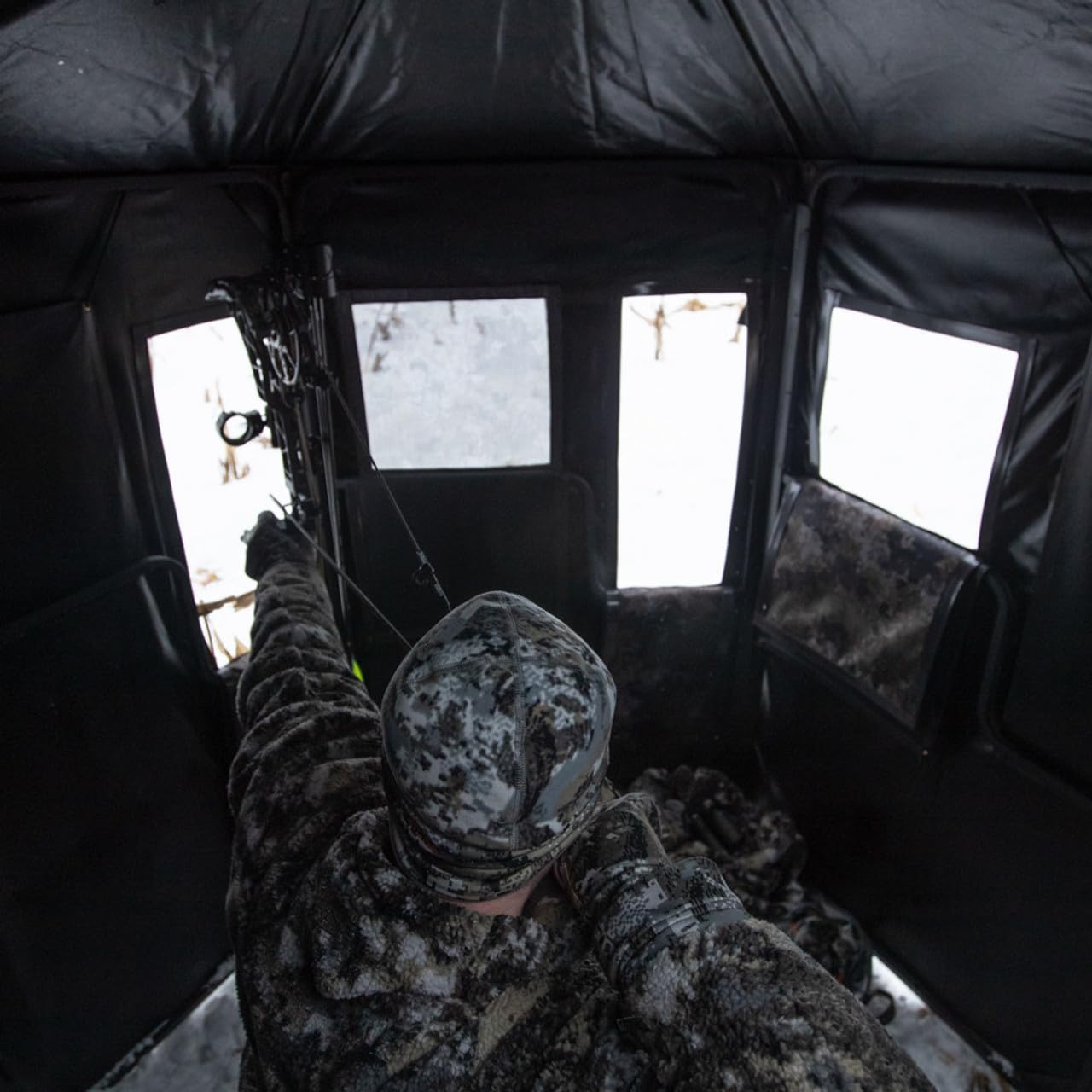 Hawk Hunting Warrior Durable 72'' L X 78'' T No-Tool Assembly Camo Concealing Ground Panel Blind with Silent Magnetic Closures & Multiple Windows