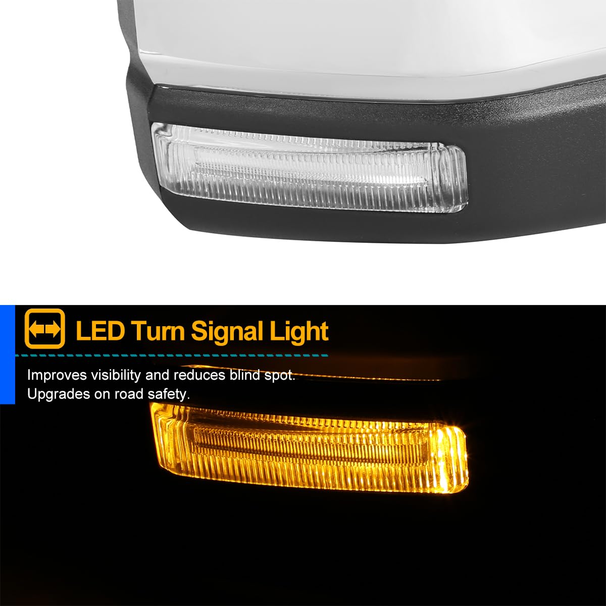 Spec-D Tuning Power Chrome + Heated + LED Turn Signal Right Passenger Side Mirror Compatible with 2015-2020 Ford F150 F-150