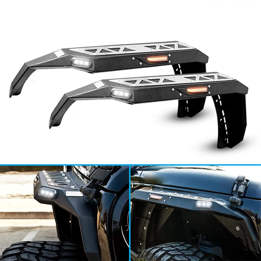 Heavy Duty CPW Steel Front Fender Flares Kit for 2007-2018 Jeep Wrangler JK & Unlimited JKU (2/4 Doors) Solid Steel Wheel Offroad Fender Liner Textured Matte Black 2 PCS