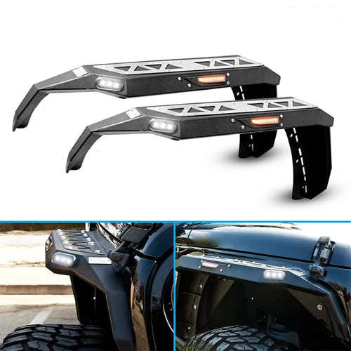 Heavy Duty CPW Steel Front Fender Flares Kit for 2007-2018 Jeep Wrangler JK & Unlimited JKU (2/4 Doors) Solid Steel Wheel Offroad Fender Liner Textured Matte Black 2 PCS