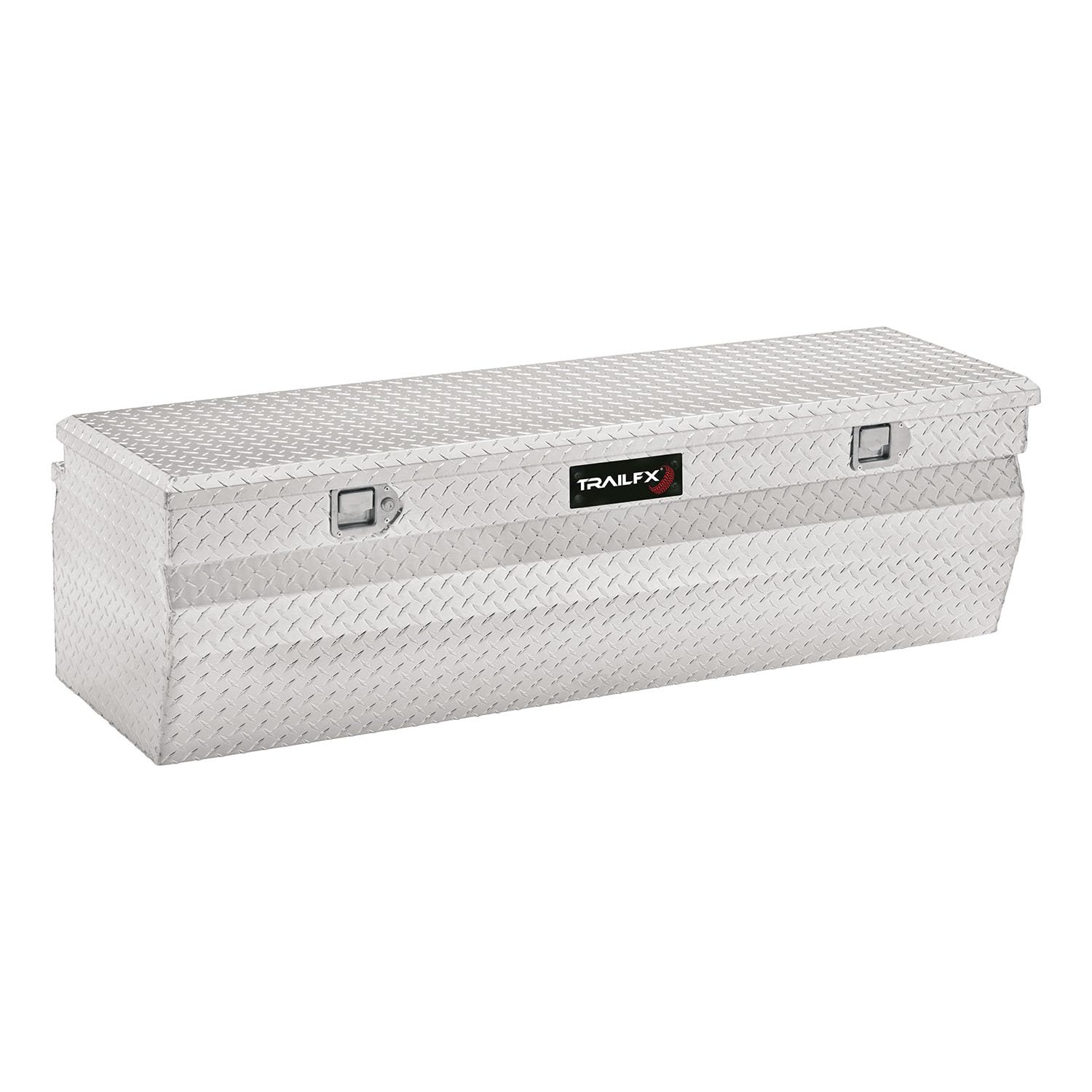 Angled Chest Tool Box Trailfx Single Lid with Struts Polished 16-Gauge Diamond Tread Aluminum 13.5 Cubic Foot 54 Inch Length x 19-7/8 Inch Width x 17-1/8 Inch Height Bright Finish 150581
