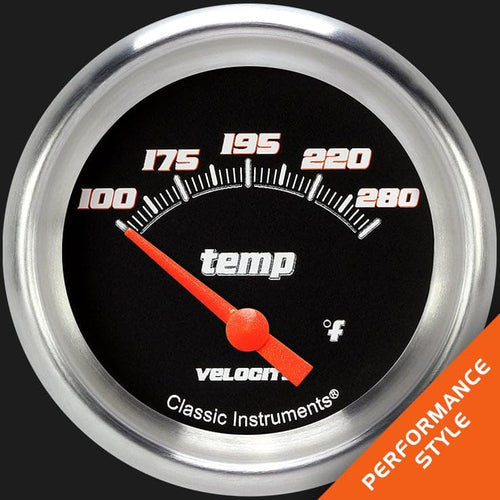 Velocity Black Classic Instruments 2 5/8 in Water Temperature Gauge VS226BAPF-12 12mm