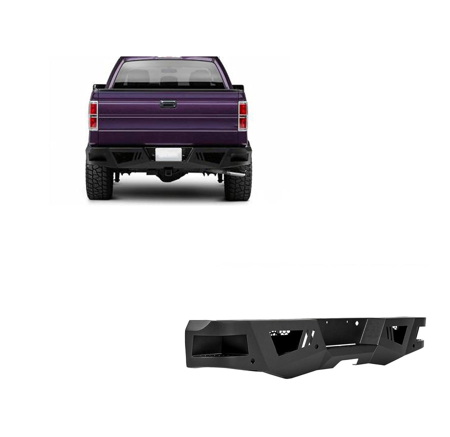 Heavy Duty Black Horse Armour Rear Bumper Matte Black Compatible with 2006-2014 Ford F-150-ARB-F106