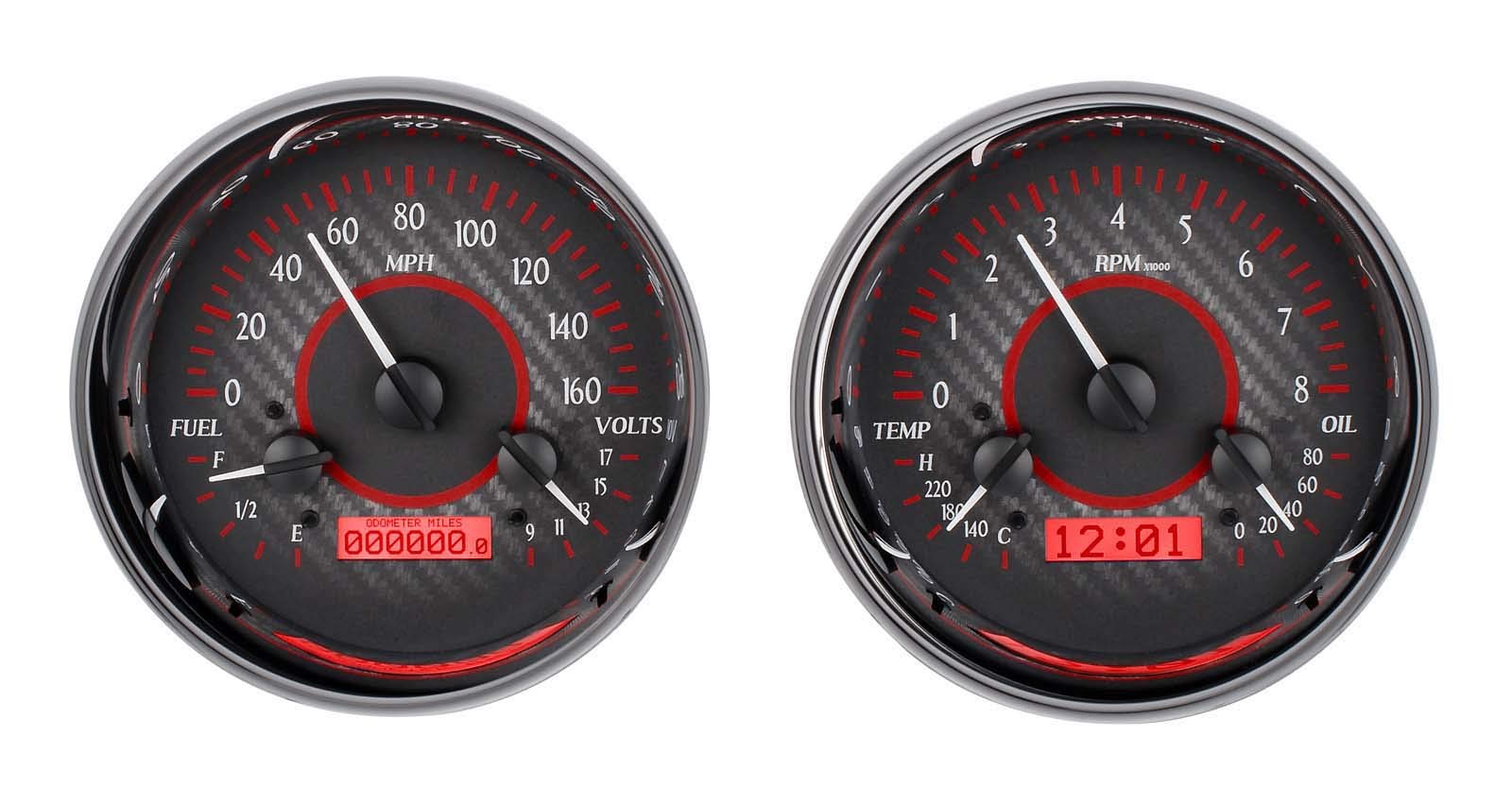 VHX Dual Round Universal System, Carbon Fiber Face - Red Display