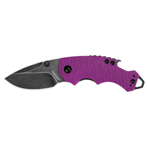 Kershaw Shuffle (8700PURBW); Pocket Knife Multifunction, 2.4” Stainless Steel Blade with BlackWash Finish, Purple K-Texture Grip, Liner Lock, Deep-Carry Pocketclip, Screwdriver, Bottle Opener, 2.8 OZ