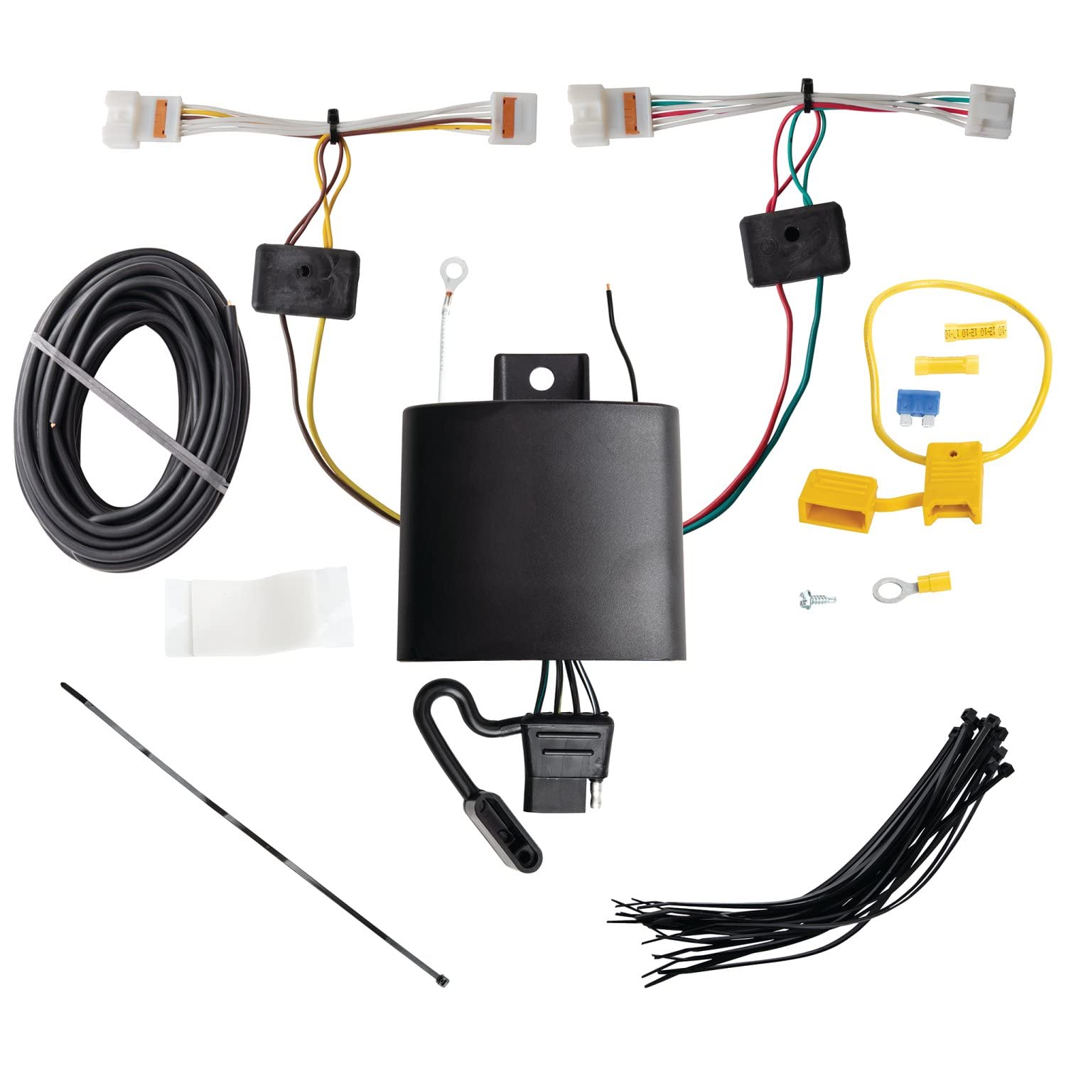 T-One Tow Connector Harness Assembly TEKONSHA 118865 4-Way Flat, w/Circut Protected Modulite HD Module, Black, Compatible with 2021-22 KIA Rio 5 Dr. Hatchback