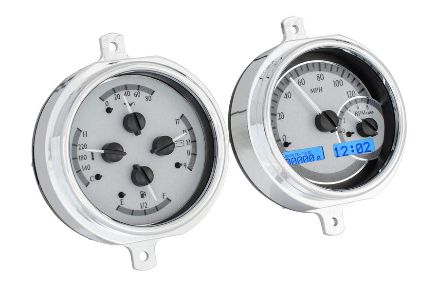 Dakota Digital VHX-51F-PU-S-B Gauge System Compatible with 1951-52 Ford Pickup Truck Silver Alloy Blue Backlighting