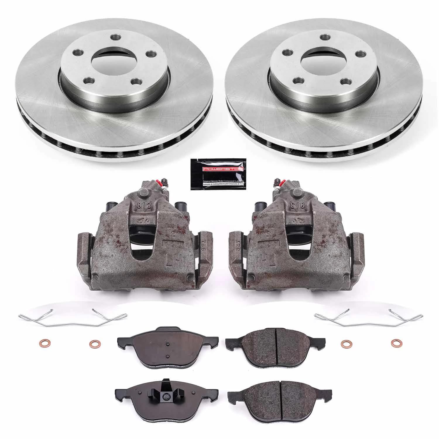 Power Stop KCOE5976B Replacement Autospeciality Front Caliper Kit- OE Rotors, Ceramic Brake Pads, Calipers For Volvo C30 2012-2013, Volvo S40 2004-2011 [Model Specific]