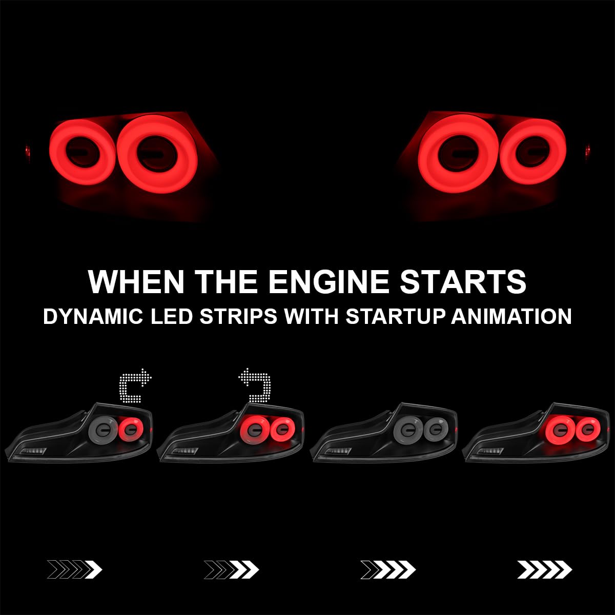 Full LED Tail Lights SPEC-D TUNING w/White Fiber Optic Halo Ring, Sequential Turn Signal, and Startup Animation Compatible with 2003-2007 Infiniti G35, Left + Right Pair Assembly