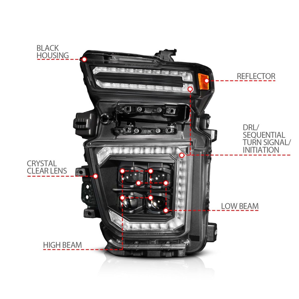 Z-Series ANZO 20-23 Chevy Silverado 2500/3500 Full LED Proj Headlights Black - Driver Side