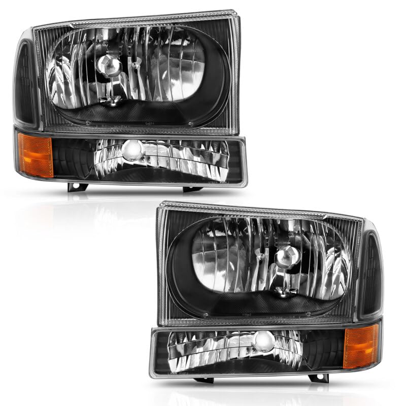 CRYSTAL HEADLIGHTS BLACK W/CORNER LIGHTS FORD EXCURSION 00-04/ SUPER DUTY 99-04 (W/O BULBS)