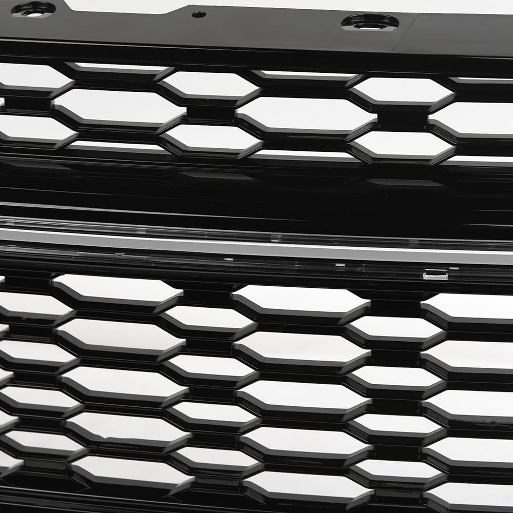 HEX Style Armordillo Honeycomb Mesh LED Front Grille|Compatible With 2021-2023 Ford F150 F-150|8735039|ABS Plastic|Gloss Black|Front Hood Bumper Grille With LED Light Bar
