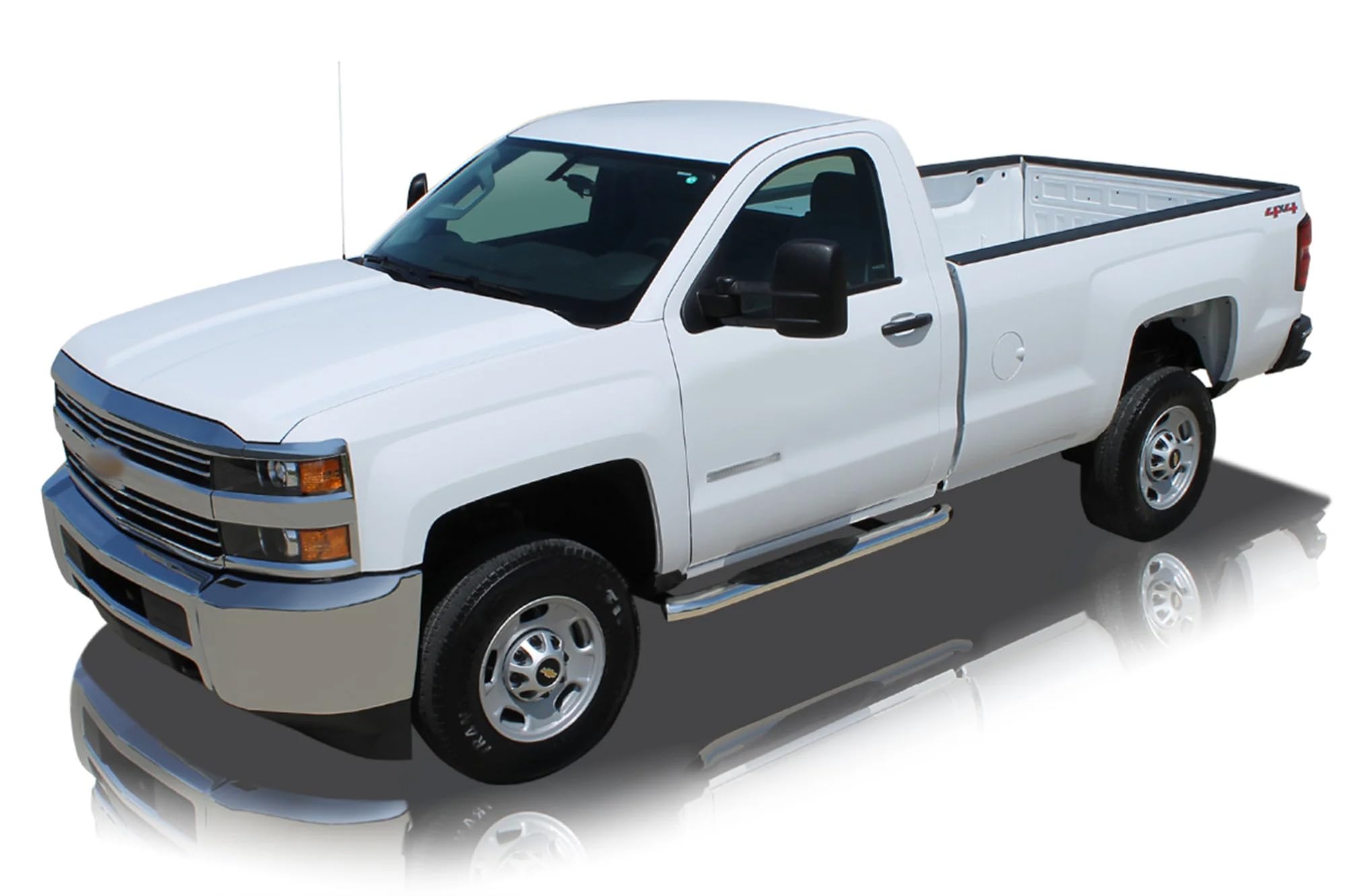 1501-0581 Raptor Series (07-17) Chevy Silverado/GMC Sierra 1500/2500/3500 Regular Cab 4" OE Style Curved SS Oval Steps (Rocker Panel Mount)