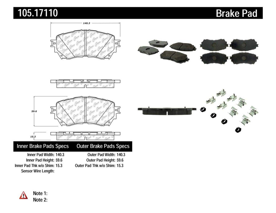 Brake Pads Ceramic Centric with Shims/Hardware - 105.17110