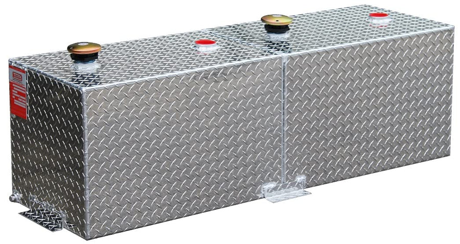 Diamond plate aluminum rectangle refueling split tank - Aluminum Tank Industries DOT approved - 110 gallon capacity - 55 gal each side TTR110S