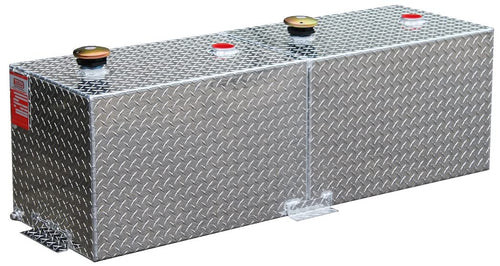 Diamond plate aluminum rectangle refueling split tank - Aluminum Tank Industries DOT approved - 110 gallon capacity - 55 gal each side TTR110S