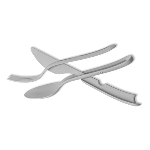 silwy® Cutlery Tricky Set (3 Pieces: Knife, Fork & Spoon) - Compact Click System for Easy Organization - Ideal for Camping, Caravanning & Boating