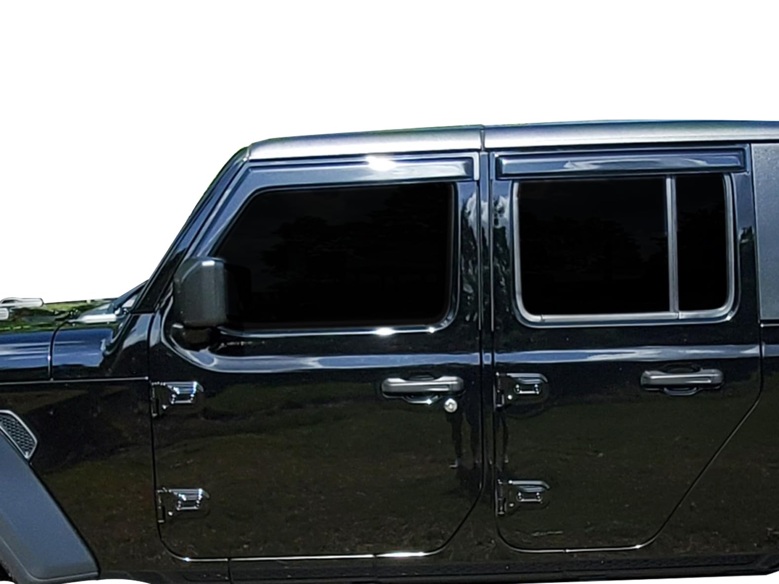 Tape On Black Horse Off Road Rain Guards/Wind Deflectors Compatible with 2020-2024 Jeep Gladiator|2018-2024 Jeep Wrangler Smoke 4 PCs - 140340