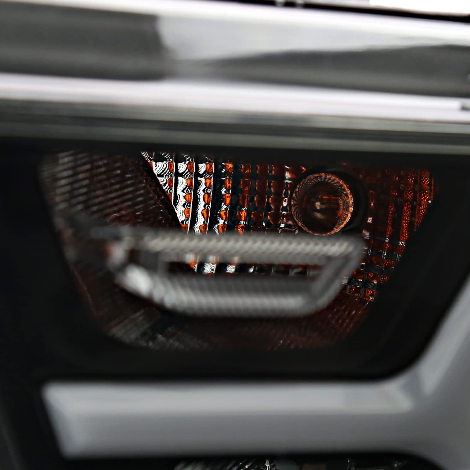 Black Smoke LED Tube Headlights SPEC-D TUNING Compatible with 2019-2024 Dodge Ram 1500, Left + Right Pair Headlamps Assembly