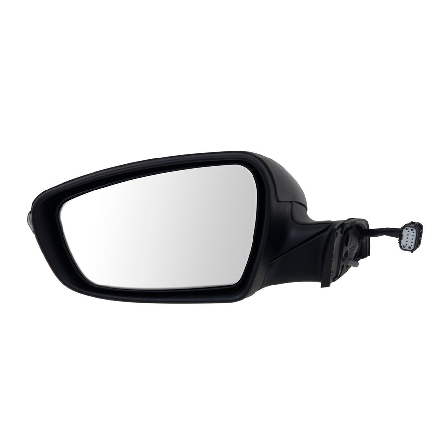 Driver Side Fit Mirror for Kia Forte Sedan, Forte 5 Hatchback, Textured Black w/PTM Cover, w/Turn Signal, Power Folding, w/o Puddle lamp, Heated Power