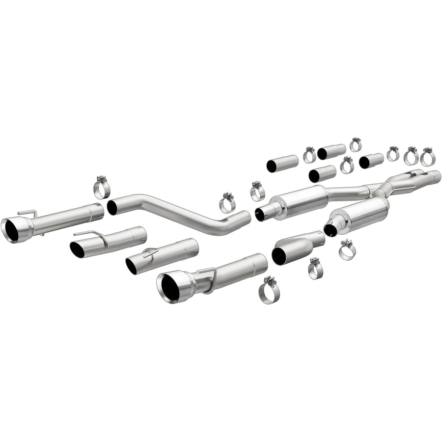 Cat-Back MagnaFlow Performance Exhaust System 19371 - Competition Series, Stainless Steel 3in Main Piping, Dual Split Rear Exit, Polished Finish 4.5in Exhaust Tip - Charger Performance Exhaust Kit
