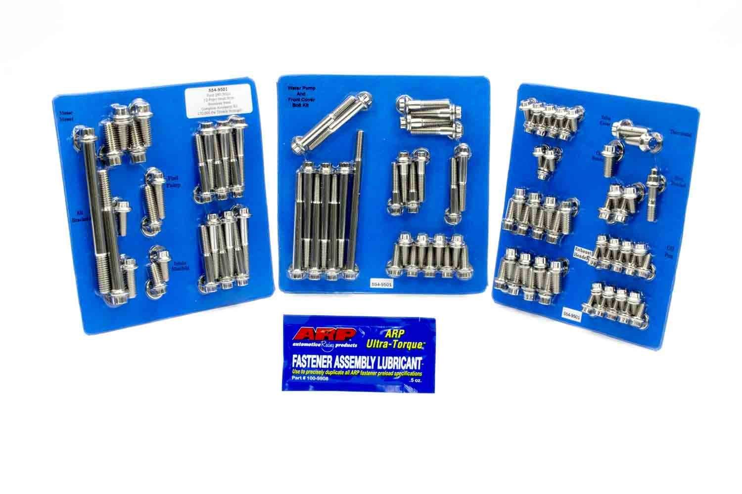 ARP 5549501 12-Point Fastener Kit, Engine And Accessory, Polished Stainless Steel, For Select Ford 289-302 CID, Small Block Applications