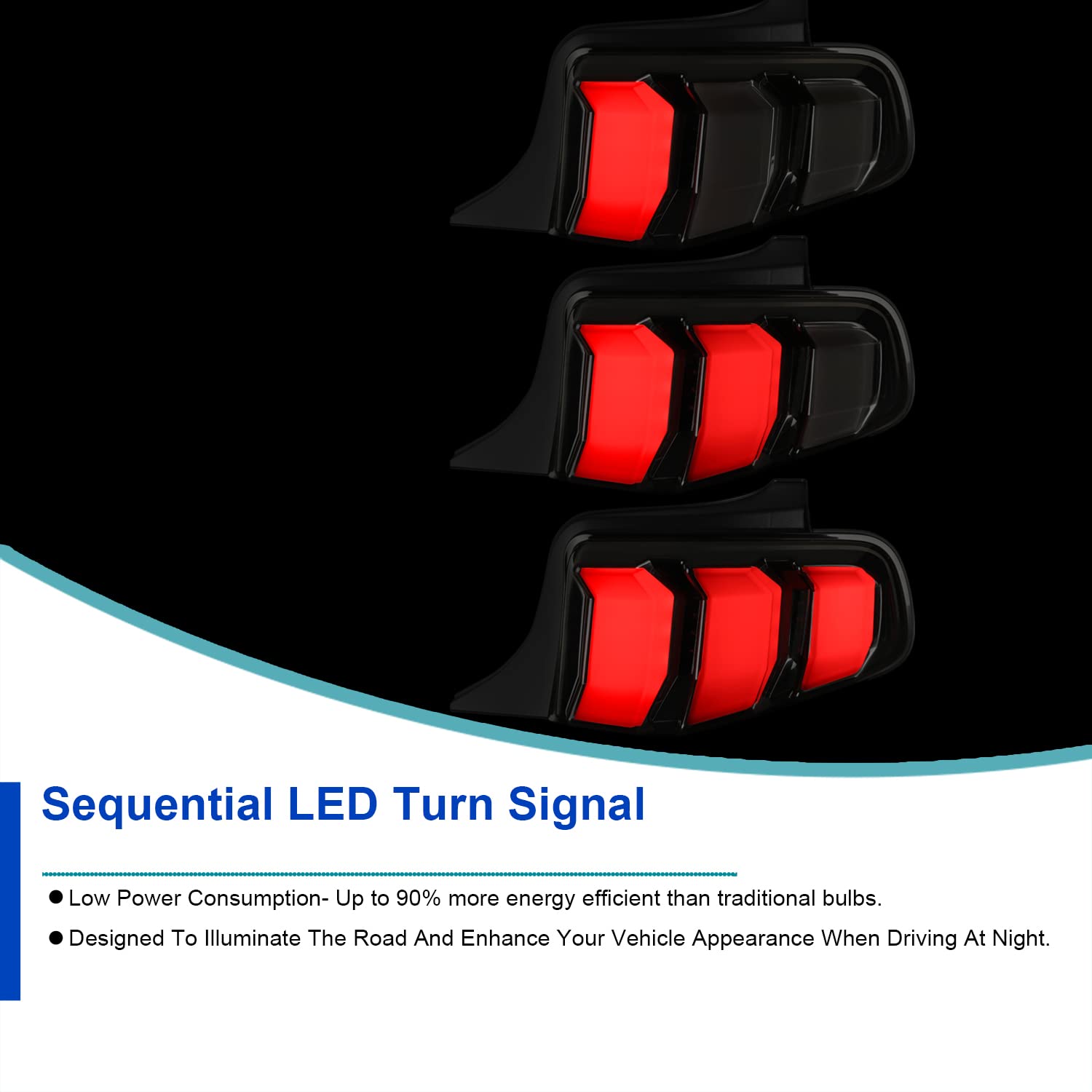Black Smoke SPEC-D TUNING Sequential LED Signal Tail Lights Compatible with 2010-2012 Ford Mustang, Left + Right Pair Assembly